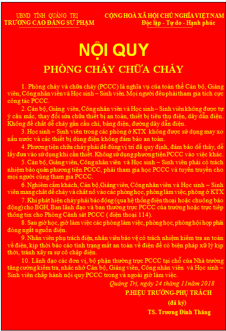 Nội quy PCCC QTTTC